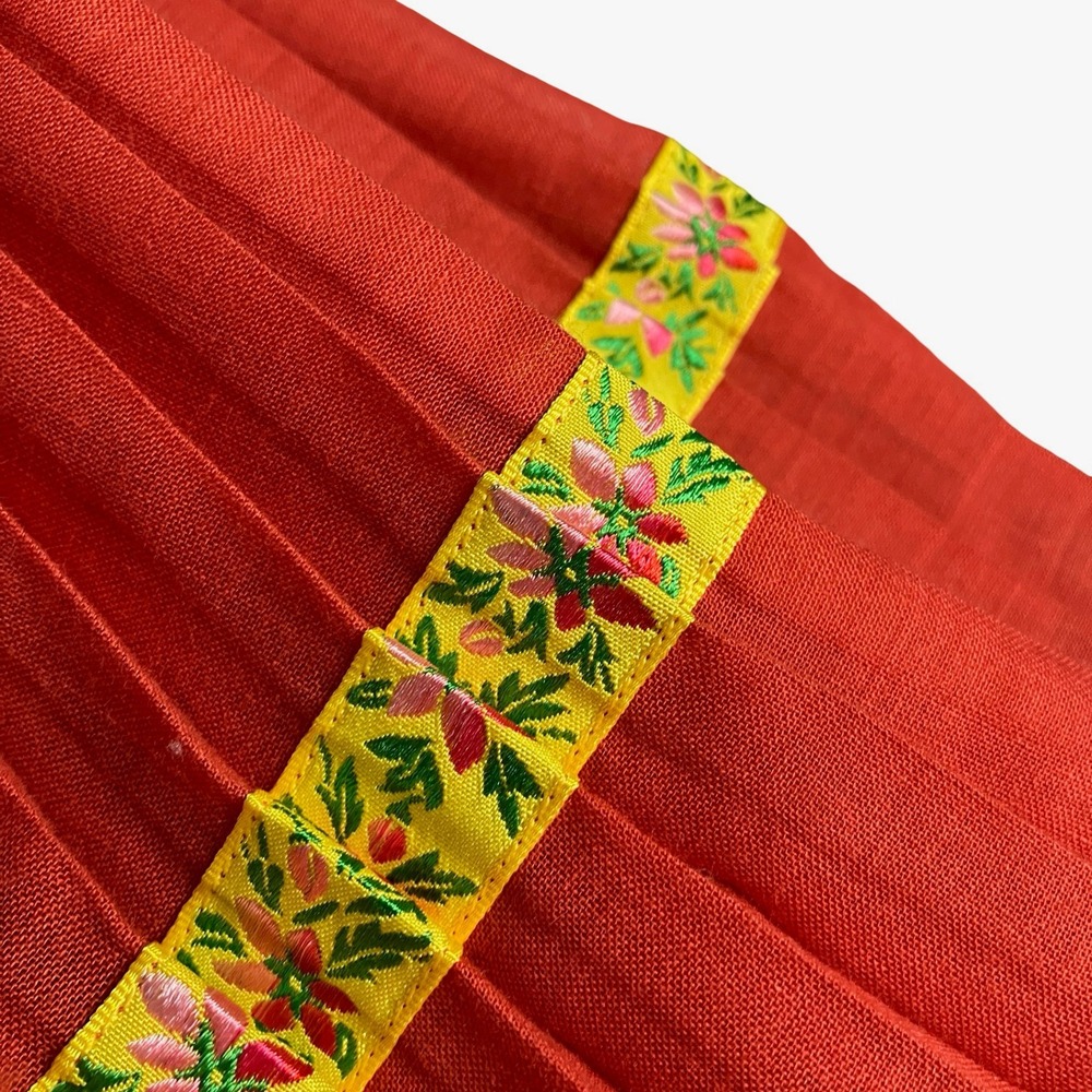 Kenzo Red Midi Skirt with Green Floral Border - Picture 9 of 16